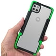 thumbnail image 4 of Nakedcellphone Acrylic Hybrid Series Compatible with Motorola One 5G Ace Case - [Black/Green] Clear Back Panel, TPU Rubber Trim, Anti-Shock Phone Cover for XT2113, 4 of 7