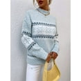 thumbnail image 3 of Women’s Snowflake Christmas Sweater Casual Long Sleeve Knitted Pullover Sweaters Crewneck Loose Jumper Tops, 3 of 6