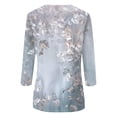 thumbnail image 4 of WEIWEN 3/4 Length Sleeve Womens Tops Dressy Casual Floral Graphic Tees for Women Trendy Going Out Outfits 3/4 Sleeve T Shirts Women's Clothing Light Gray, S, 4 of 5