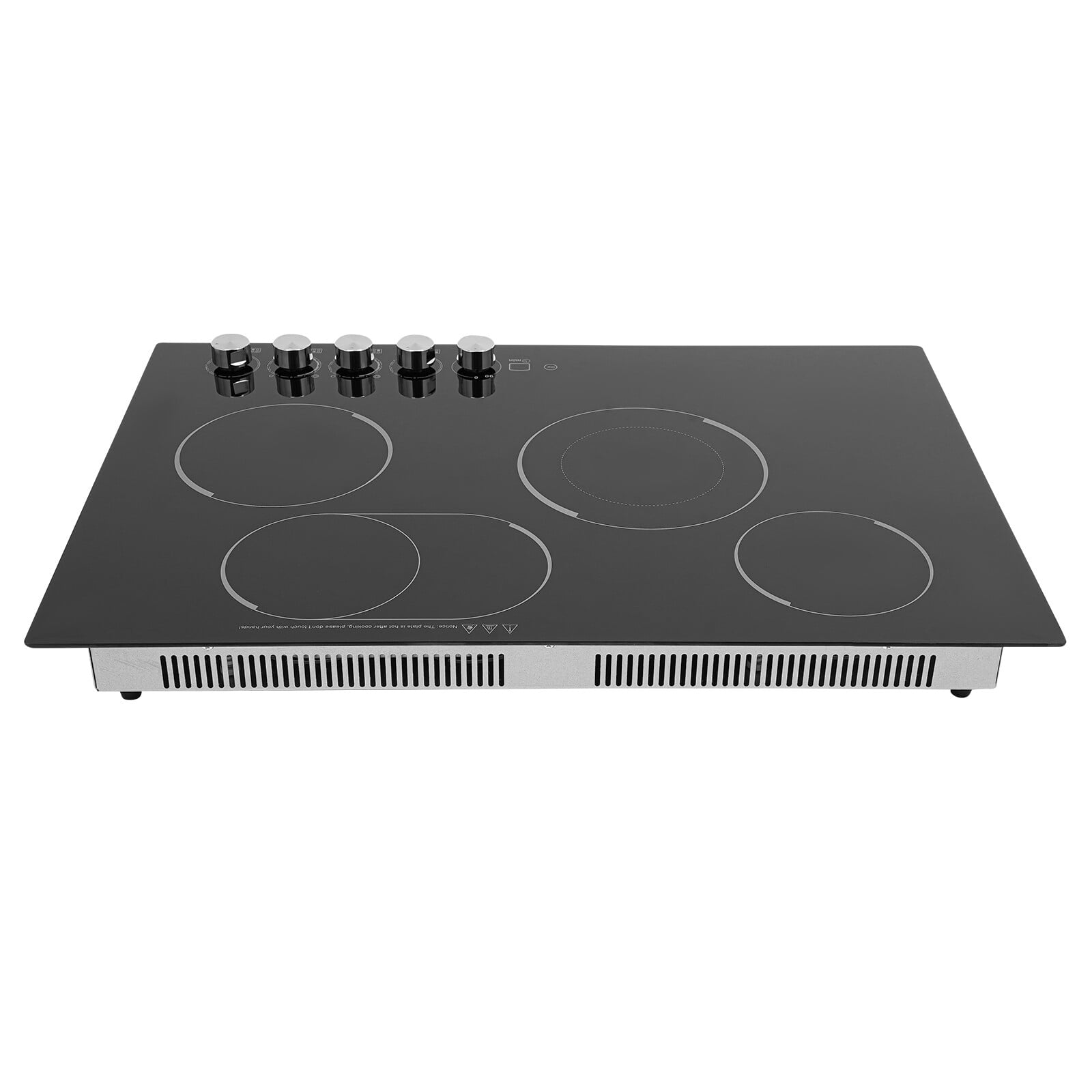 4 Burner Electric Cooktop, Countertop or Built-In Ceramic Glass Stove with Timer & Child Lock, 110V Infrared Heating, 5 Power Levels, Auto Pan Detection for Home Kitchen, RV (Black)