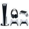 Sony Playstation 5 Disc Version Console with Extra White Controller, Black PULSE 3D Headset and Surge QuickType 2.0 Wireless PS5 Controller Keypad Bundle