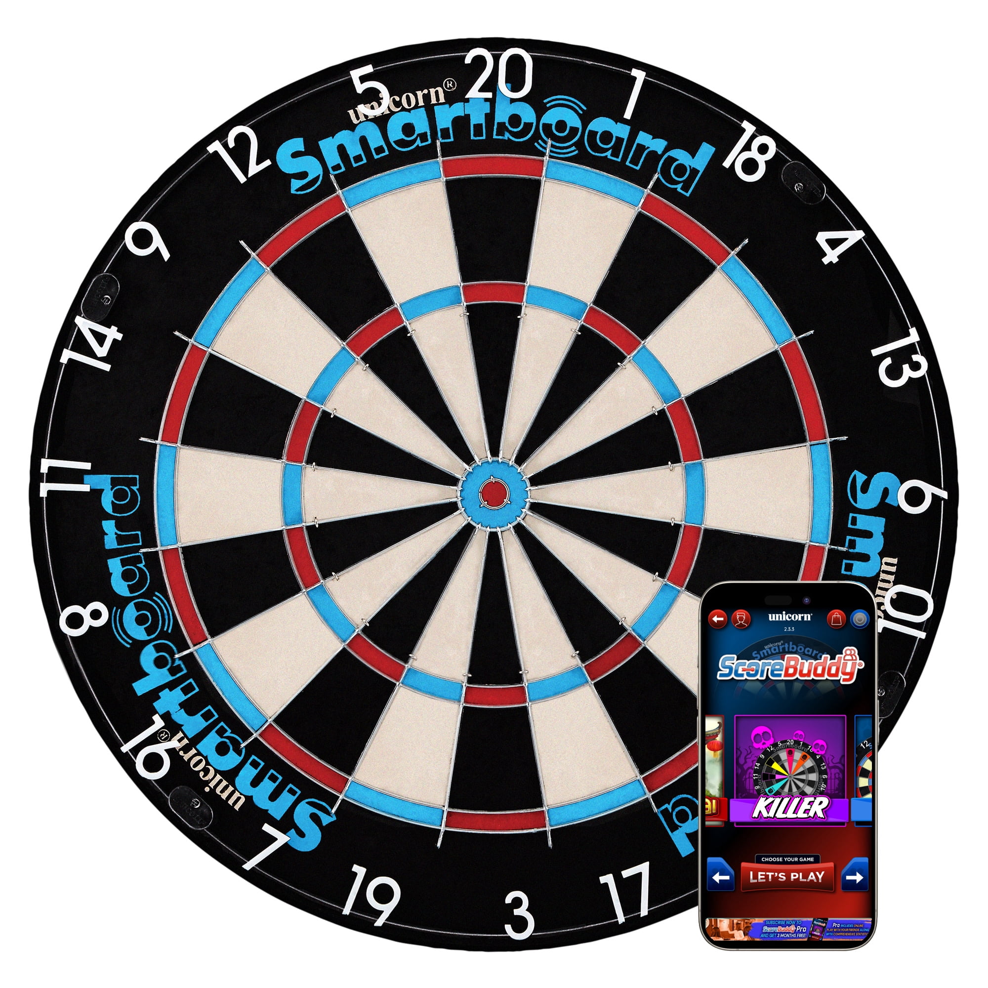 Unicorn Smartboard: App Enabled Auto Scoring Bristle Dartboard
