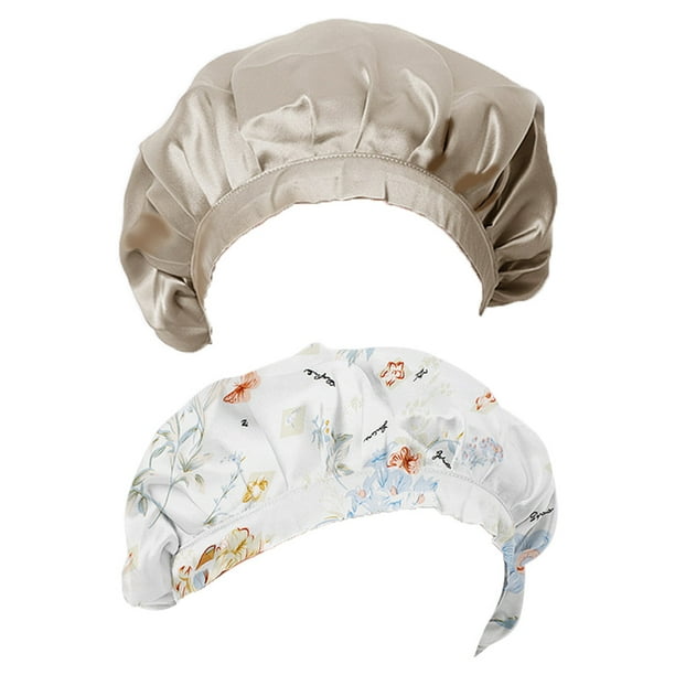 2 piezas de gorro de seda, gorro de seda para dormir por la noche, envoltura ajustable para el cabello para dormir