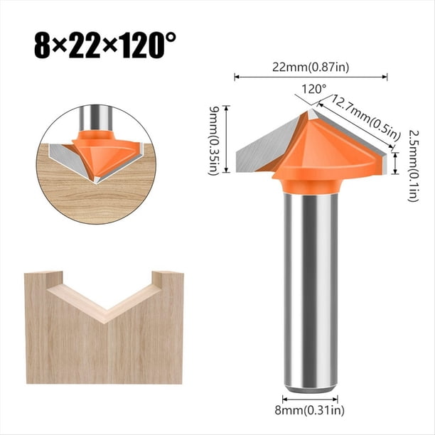 Juego de Cuchillos en Forma de V con de 8 mm, Cuchillos para Grabado por Computadora 3D, Cuchillos para Trabajar la Madera, Cortadores de Fresado en Forma de V