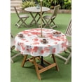 thumbnail image 3 of Outdoor Tablecloth with Umbrella Hole and Zipper, Pink Red Flower Round Table Cloth 54 Inch Waterproof Tablecloth, Modern Watercolor Minimalist Floral Picnic Table Cover for Patio Camping, 3 of 7
