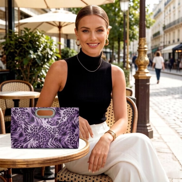 formal dress purses Xixirimido Clutch for Women, PU Leather Evening Bags Shoulder Party Handbags Wedding Cocktail Prom Clutches, Purple Leopard Zebra Print category:dresses