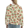 thumbnail image 7 of Fotbe Frog Hold Strawberry Pattern Womens Long Sleeve Hoodie, Pullover Hooded Sweatshirt, Kangaroo Pocket Hoodie with Eye-catching Drawstrings-X-Large, 7 of 7