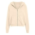 thumbnail image 4 of UngA Womens Hoodies Zip Up Cropped Sweatshirts Jackets Casual Comfy Gym Tops Fall Outfits Winter Clothes 2025 Hoodies for Women (Beige,XL), 4 of 6