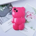 Bear Phone Case Compatible with iPhone 12, Cute 3D Rose Red Bear Case