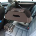 thumbnail image 4 of Organizador para respaldo de asiento de coche, caja de pañuelos de cuero sintético, fácil instalación, soporte para teléfono Marrón, 4 of 6
