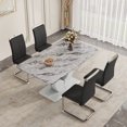 thumbnail image 3 of StnTalk Modern Dining Table Set for 4, Faux Marble Dining Room Table Set with 4 PU Leather Cantilever Dining Chairs, Rectangular Kitchen Table Set for 4 with MDF Marble Top and Chrome Base, 3 of 11