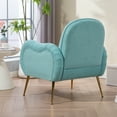 thumbnail image 3 of Accent Chair With Metal Gold Legs,Snowflake fabric Armchair,Single Sofa Chair for Living Room Bedroom, Dining Room Accent Club Guest Chair,Holds 300lbs (Cyan), 3 of 9