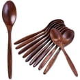 thumbnail image 1 of Wooden Spoons, 10 PCS Wood Soup Spoon Set, Long Handle Natural Wood Table Spoons for Eating Mixing, 1 of 5