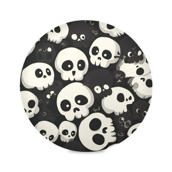Round Placemat Heat Resistant & Wrinkle-Free Dining Table Decor Placemat For Home & Weddings Cartoon Skulls