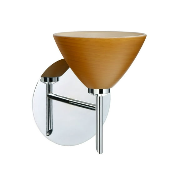 1SW-1743OK-CR Besa Lighting Domi-One Light Mini Wall Sconce-5 Inches Wide by 6.25 Inches High-Chrome Finish-Oak Glass Color-Halogen Lamping Type