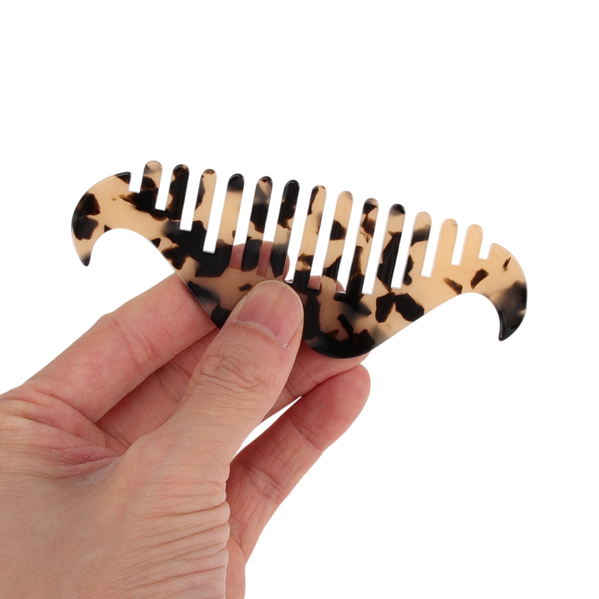 Unique Bargains 1 Pc Portable Beard Shaped Hair Comb for All Hair Types Styles Light Brown