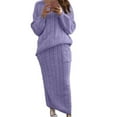 thumbnail image 4 of CHUANK Robe Chandail en Tricot Torsadé pour Femmes Ensemble Robe Chandail Ajustée Unie 2 Pcs Hauts Col Rond Jupe Crayon Midi, 4 of 5
