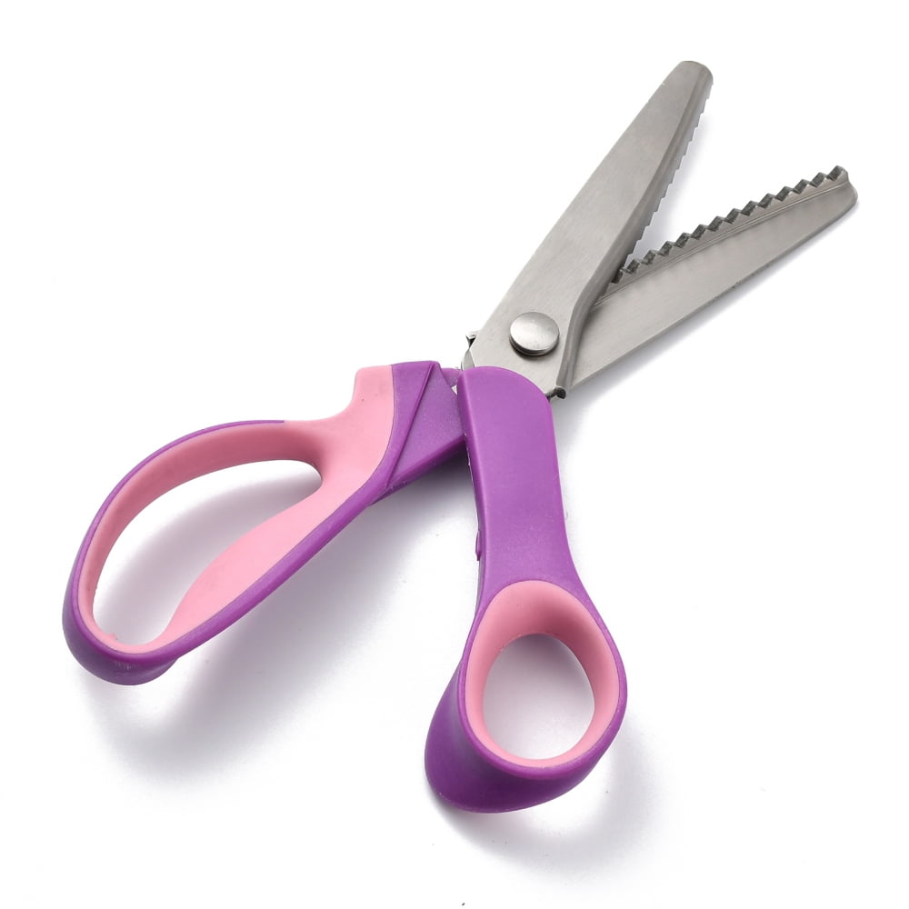 201 Stainless Steel Pinking Shears Serrated Scissors with Plastic Handle for Sewing Craft Dressmaking Violet 230x88x21mm diy