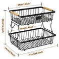 thumbnail image 3 of Qaailabf Double Layer Detachable Fruit Storage Rack with Wooden Handle - Kitchen Countertop Vegetable Basket - Portable Produce Organizer with Dual Tray Design - Sturdy Multi-Purpose Food Display, 3 of 7