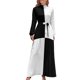 thumbnail image 2 of Vestido largo con bloques de contraste en blanco y negro Vestidos casuales Vestidos de noche Vestidos para mujer, 2 of 5