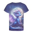 thumbnail image 3 of Byoo Big Girl Cute Dragon Graphic T-Shirt Unisex Basic Crew Neck Short Sleeve Tee Shirt for Kids Soft Comfy Pullover Top, 3 of 3