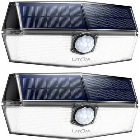 LITOM 120 LED Solar Motion Lights Outdoor, 3 Optional Modes Wireless with 270°Wide Angle, IP67 Waterproof, Portable Solar Powered Security...