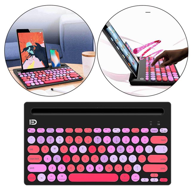 ik3381D Nuevos botones mezclados de retro ultrafinos inalámbrico 2.4G con ranuras para tarjetas para PC, Negro CUTICAT Teclado inalambrico