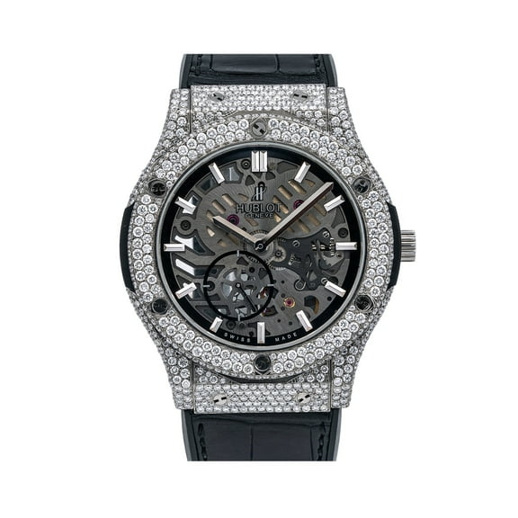 Pre-Owned Hublot Classic Fusion Chronograph 545.NX.0170.LR 45MM Black Dial With Leather Bracelet