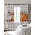 thumbnail image 2 of Orange Pumpkin Blackout Curtains for Bedroom - 84 Inch Long Light Blocking 2 Panels Set, Thanksgiving Fall Leaves Botanical Plaid Thermal Insulated Living Room Drapes Grommet Window Curtains 52"x84", 2 of 8