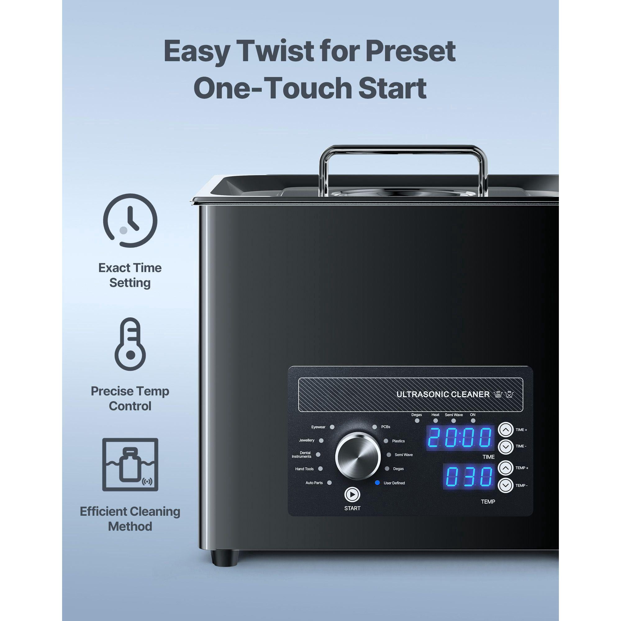 10L Ultrasonic Cleaner Professional Machine with Knob Control Stainless Steel Basket and Cleaning Ball for Watches Razors Jewelry Coins