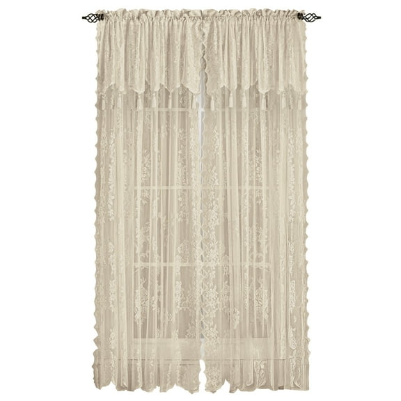 Collections Etc Carly Sheer Floral Lace Design Curtain Panel and Valance