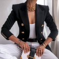 thumbnail image 2 of Elegante Blazer Chaquetas para Mujer Casual Trabajo de Negocios Oficina Abrigos Manga Larga Doble Botonadura Blazers Outwear XL, 2 of 3