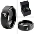 thumbnail image 4 of Tungsten Yin-Yang Band Ring 8mm Men Women Comfort Fit Black Step Bevel Edge Brushed Polished Size 7.5, 4 of 4
