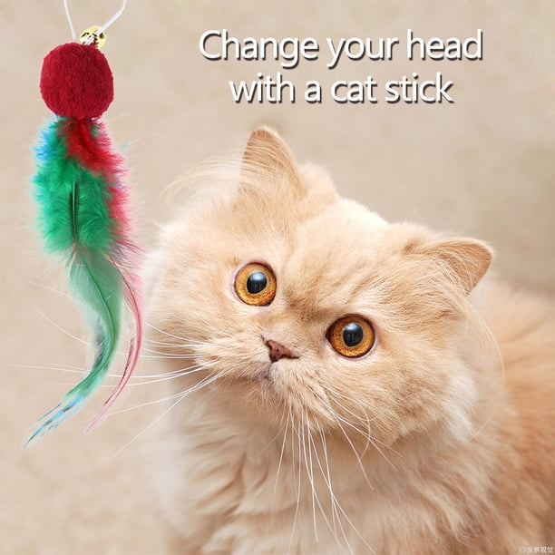 Juego de 10 Uds. De juguetes de repuesto interactivos para mascotas con plumas y palos para gatos