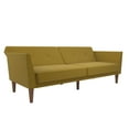 Novogratz Regal Futon, MidCentury Sofa Bed, Mustard Yellow Linen