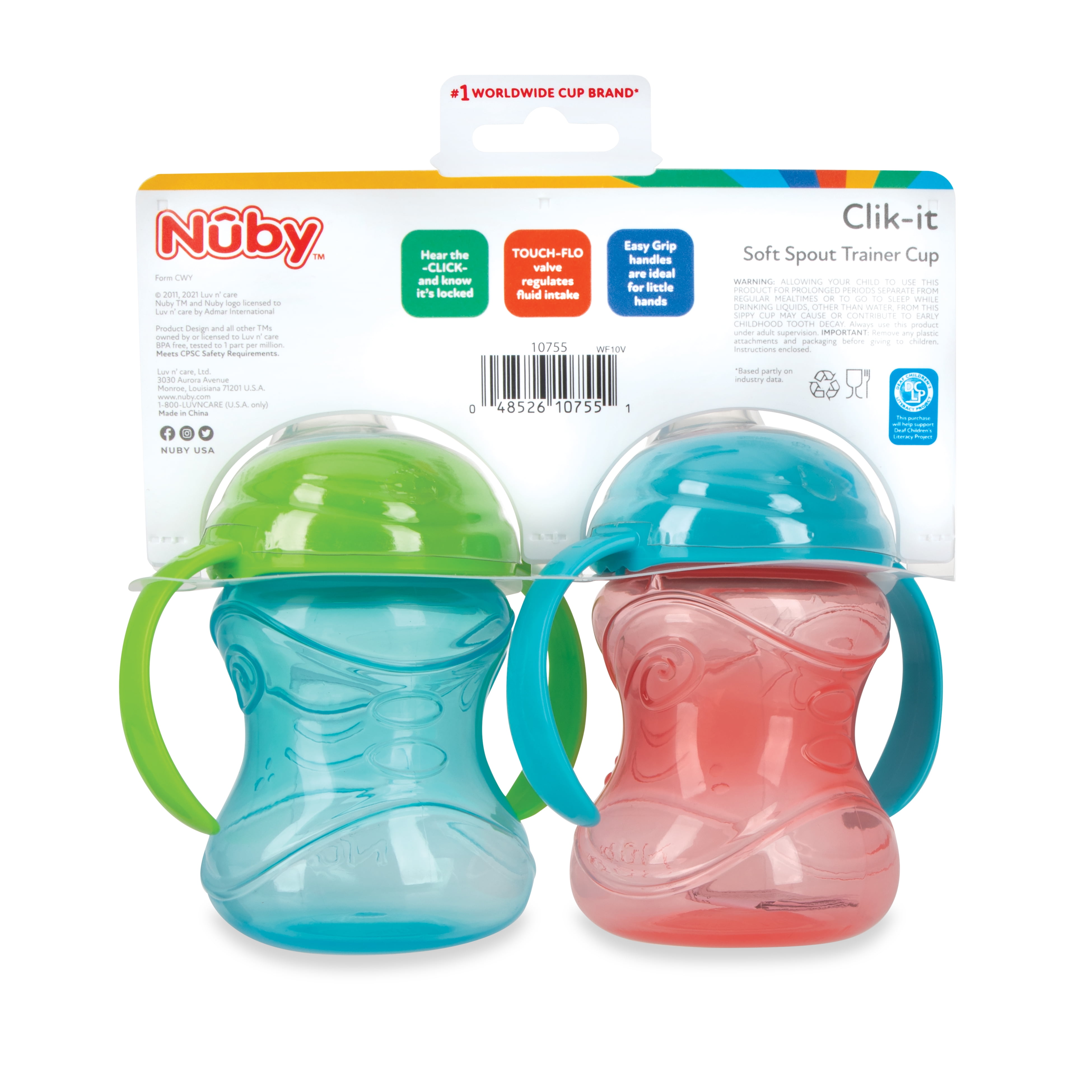 Clik-It Soft Spout Easy Grip Sippy Cup (2 Pack) – Nuby