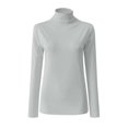 thumbnail image 5 of Kcodviy Women Solid Long Sleeve Turtleneck Blouse Tops Slim Fit Stretchy Layer Tee Shirts Thermal Tops For Men Tall Thermal Top Women Neck Thermal Women Top V Neck Thermal Pajama Top, 5 of 7