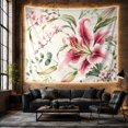 thumbnail image 6 of Pink Lily and Cherry Blossoms Against a Textured Background, Serene Watercolor for Nature Lovers, Floral Wall Art Decor Mother's Day Gift Tapestry Wall Hanging for Bedroom and Living Room, 6 of 7
