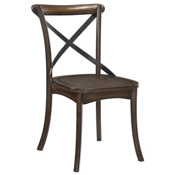 ACME Kaelyn Wooden Side Chair in Dark Oak and Black Set of 2