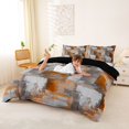 thumbnail image 3 of Homewish Orange Ombre Plaid Bedding,Classic Abstract Geometric Duvet Cover Full,Black Reversible,3pcs,1 Duvet Cover and 2 Pillowcases, 3 of 6