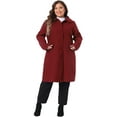 thumbnail image 3 of DARING DIVA Women's Plus Size Elegant Peter Pan Collar Single Breasted Coat 1X Burgundy, 3 of 6