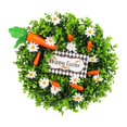 thumbnail image 4 of Corona de Pascua hecha de zanahorias, decoración vegetal con eucalipto y flores artificiales para la puerta principal, letrero " ", 4 of 9