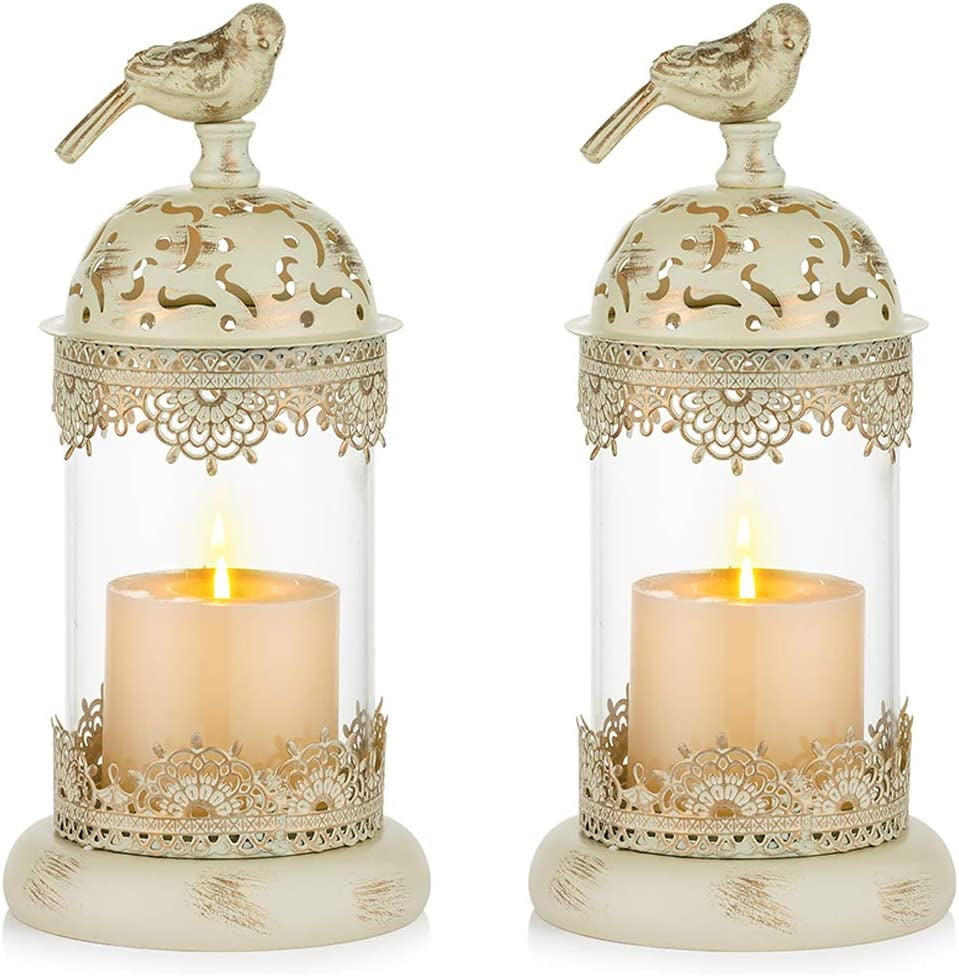 Vintage Pillar Candle Holders Moroccan Wrought Iron Hurricane Candle