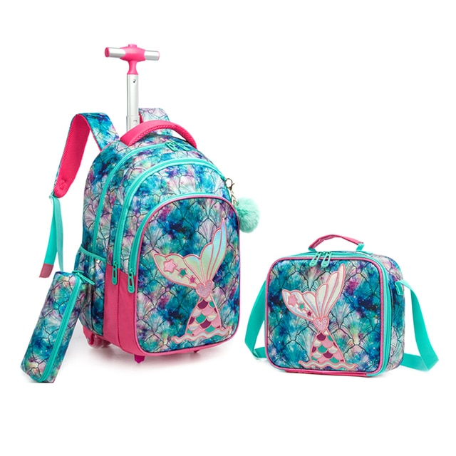 Children School Rolling Backpack Bag School Wheeled Backpack for Girls