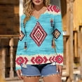 thumbnail image 5 of NTACZA Womens Summer Tops Western Aztec V Neck Graphic Tees Boho Funny Long Sleeve Womens Shirts L, 5 of 5