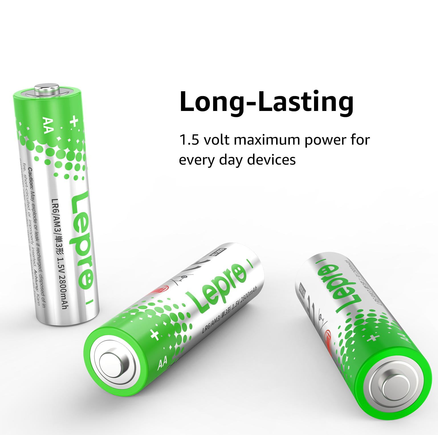 Lepro AA Batteries 100-Pack Value Pack, Double A Alkaline Batteries, Anti-Leak, Anti-Corrosion, Ideal for Household and Business , Non-Rechargeable