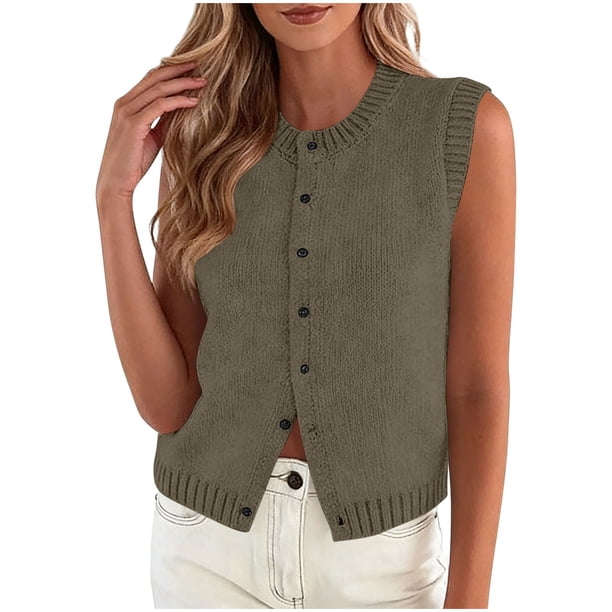 Cardigans de Verano para Mujeres Ligero Casual Pecho de Punto sin Mangas Chaleco Corto