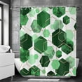 thumbnail image 2 of Green Shower Curtain, Dark Green Abstract Geometric Modern Grid Pattern Minimalist Bath Curtains Waterproof Fabric with Hooks for Home Decor, 72Wx72H, 2 of 6