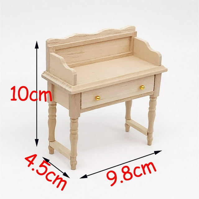 Desk Table Furniture Miniature Set for 112 Dollhouse Garage Kits – Wooden Desk Table Furniture for Model Building