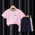 thumbnail image 2 of AVTOIFT Kids Clothes, Baby Outfits, Baby Clothes, Fashion BOY' Casual Short Sleeve Round Neck Collar Botton Short Pants Sports Suit Pink 10 Years, 2 of 5